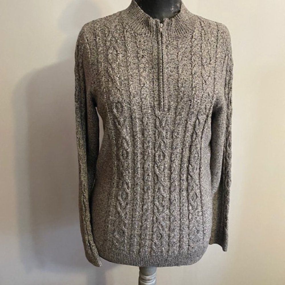 Kim Rogers Black/Gray Cable Knit sweater, size M